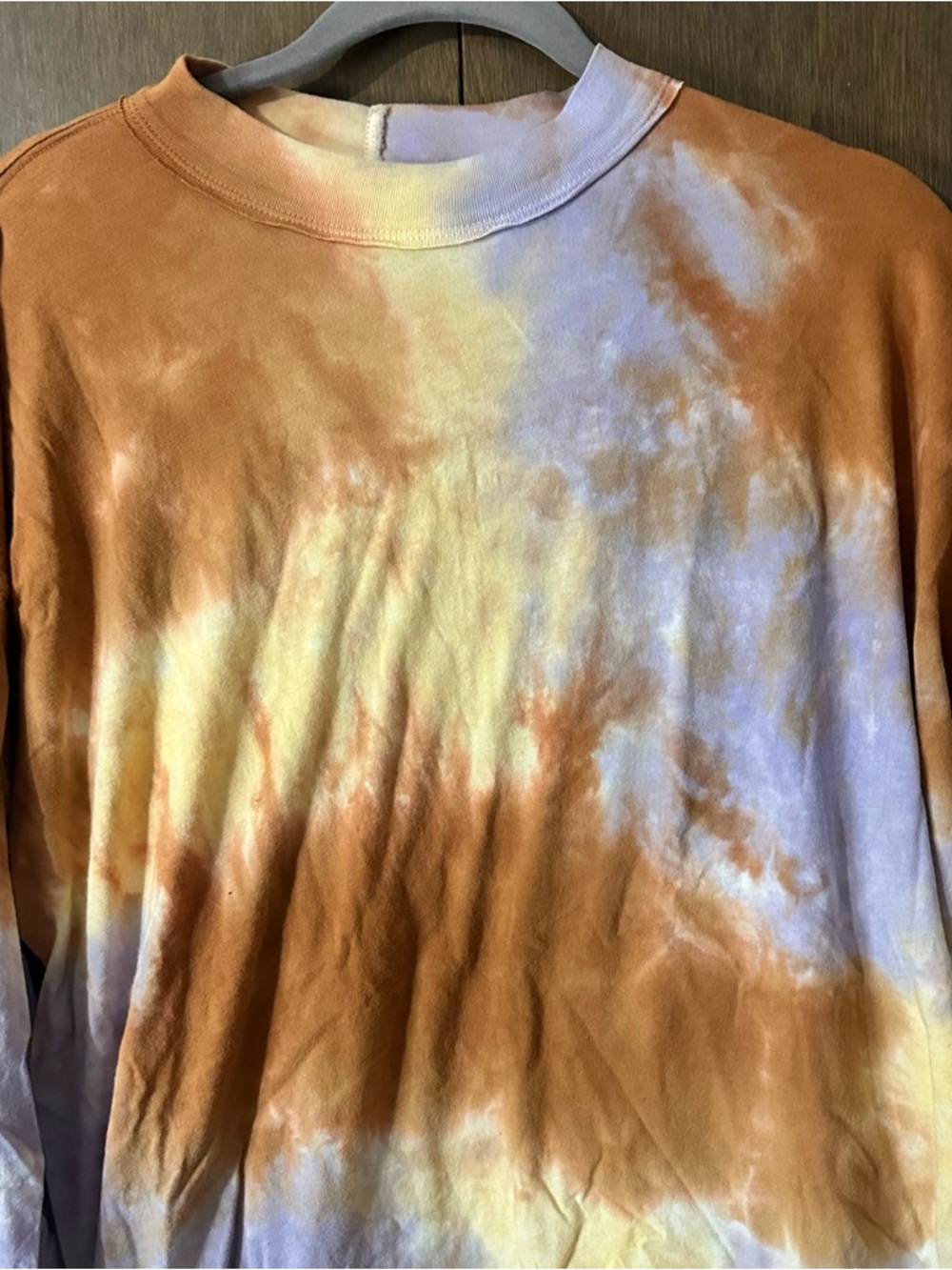 Free People We the Free Tie-Dye Tee Lilac Woods Long Sleeve Shirt Size Large - Picture 3 of 12